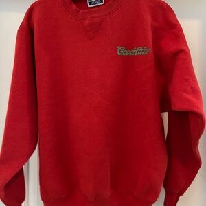 Vintage 90s Hanes USA Crewneck Sweatshirt Red Goodfair Script Mens M